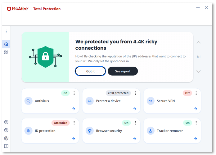 McAfee-Total-Protection-program McAfee Total Protection obrázek z programu v popisu produktu.
