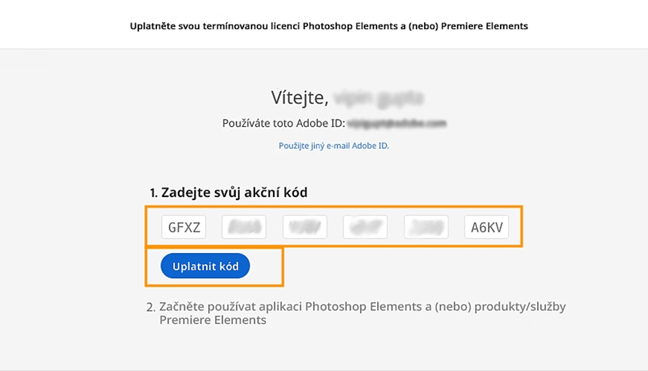 Adobe Elements aktivace