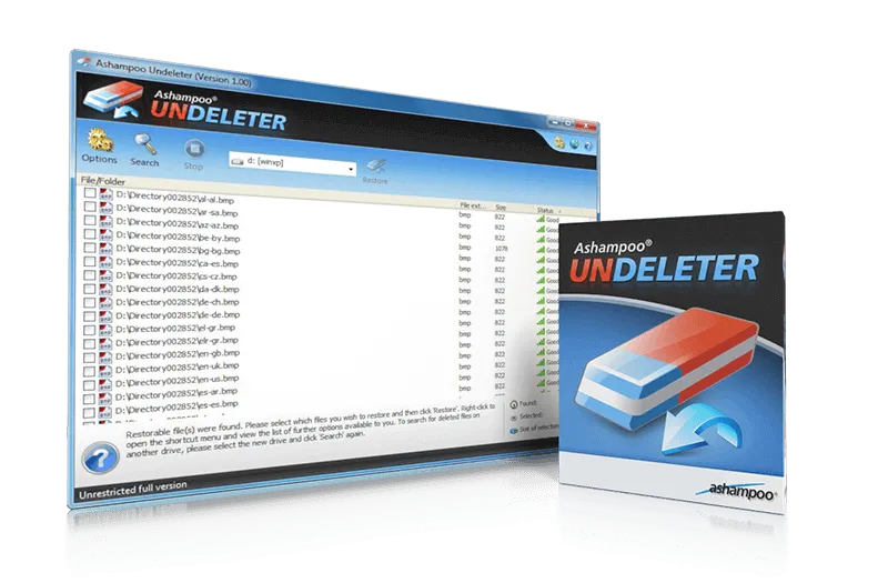 Ashampoo-Undeleter-obrazek Ashampoo Undeleter obrázek z programu v popisu produktu.