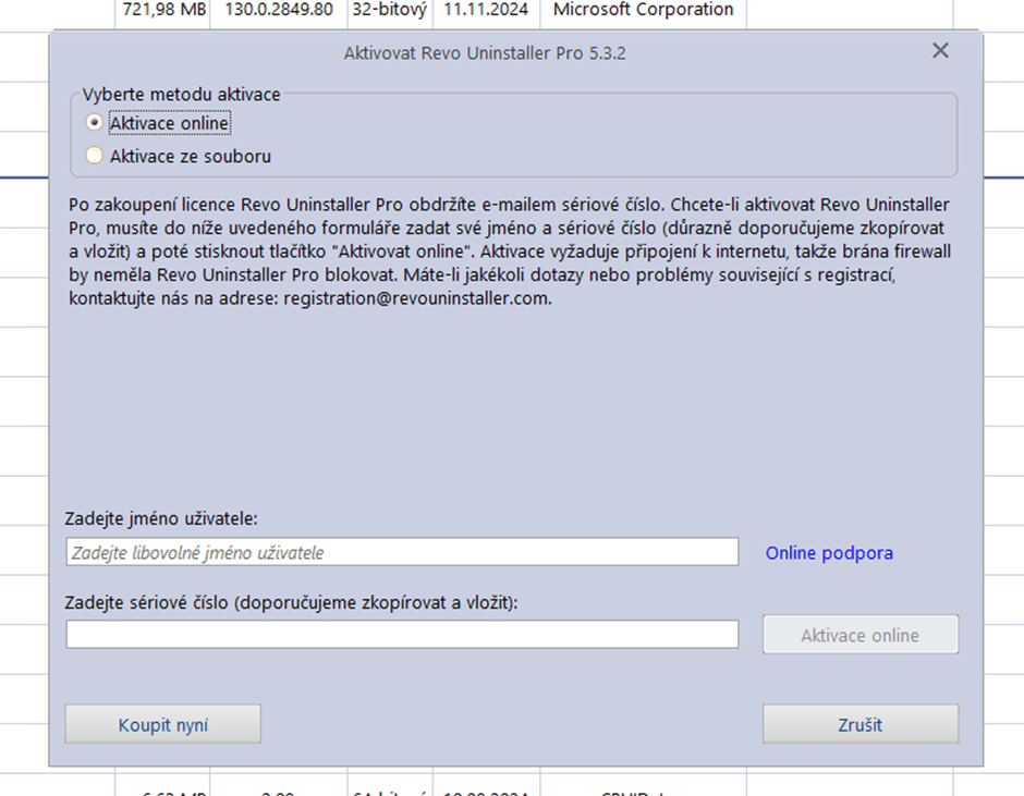 Revo aktivace licence