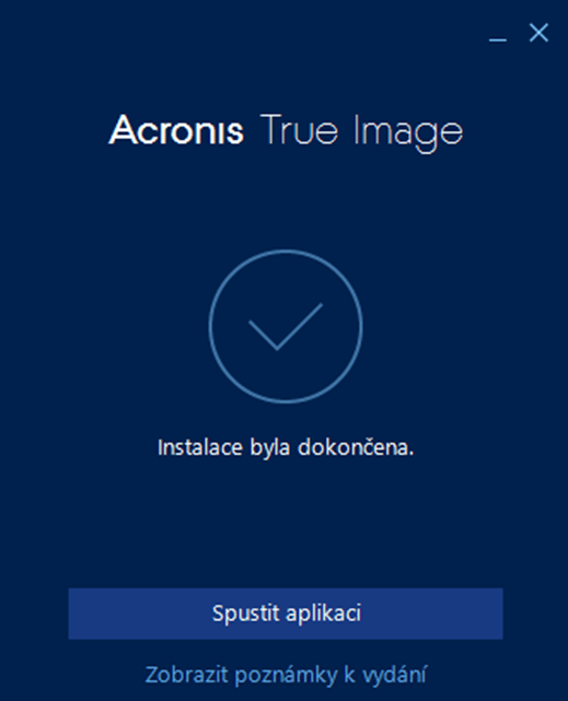 Acronis - spuštění aplikace