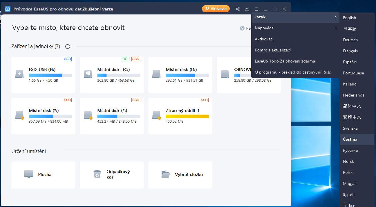 EaseUS-Data-Recovery-cestina EaseUS Data Recovery Wizard v českém jazyce