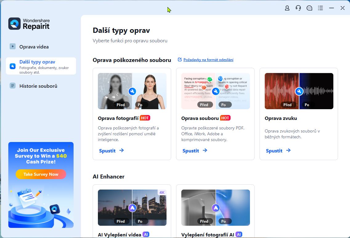 Wondershare-Repairit-cestina Wondershare Repairit v českém jazyce