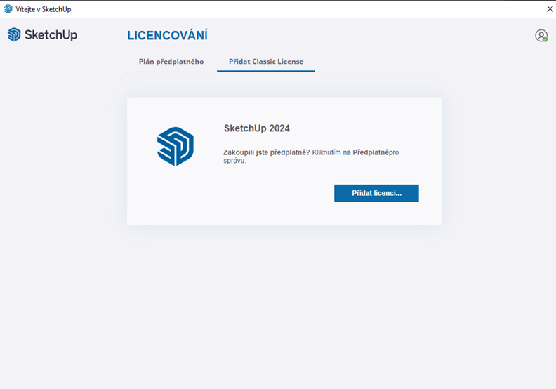 SketchUp přidání licence